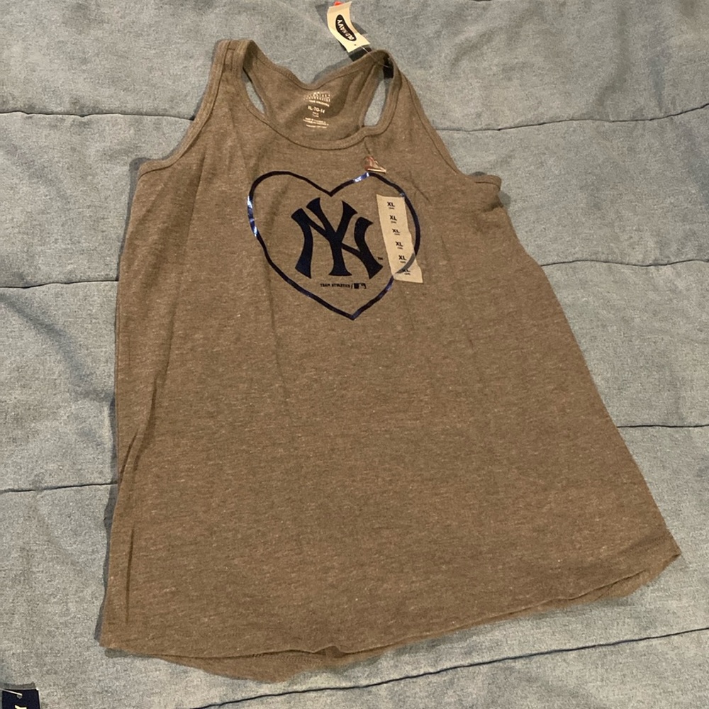 New NWT old navy New York Yankees gray racer back tank top girls xl 14